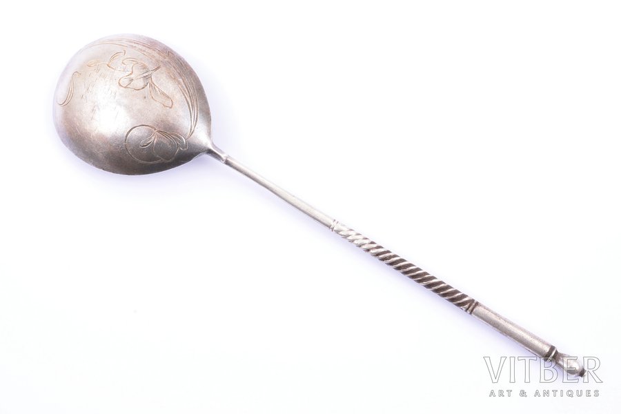 spoon, silver, 84 standard, 24.55 g, engraving, 16.3 cm, Russia