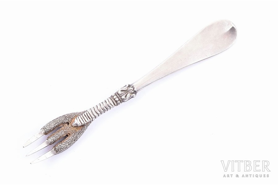 lemon fork, silver, 84 standard, 19.65 g, 10.2 cm, N. Yanichkin's workshop, 1888-1895, St. Petersburg, Russia