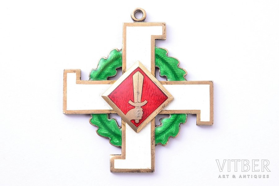 cross, The Cross of Merit of Aizsargi, Latvia, 20-30ies of 20th cent., 44.5 x 40.5 mm