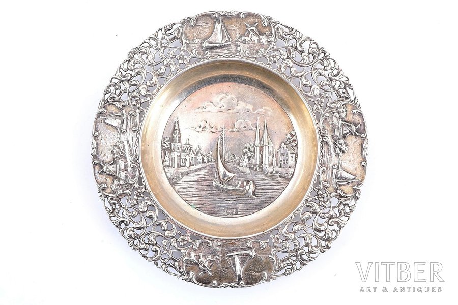 ashtray, silver, 833 standard, 119.30 g, Ø - 14.9 cm, 1914, Netherlands