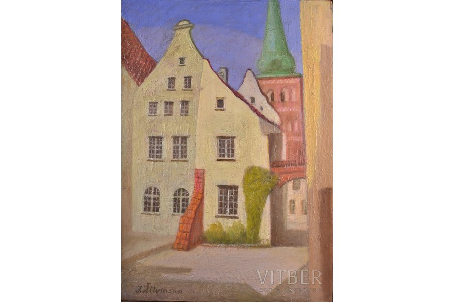 Zhilvinska Jadviga (1918-2010), Riga yard, 1949, canvas, oil, 48 x 33.5 cm