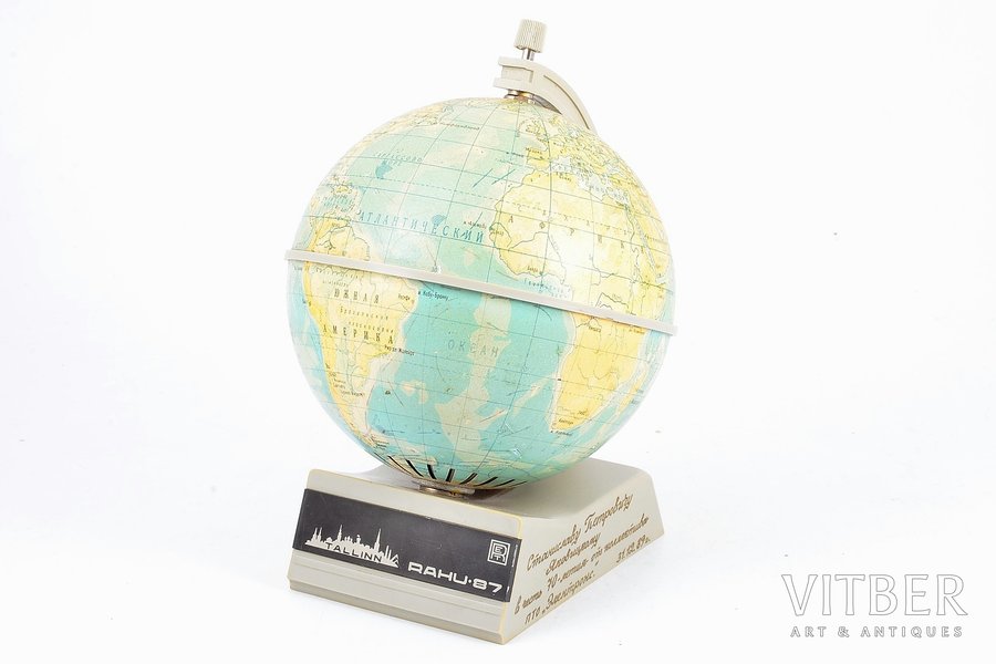 radio receiver-globe, Rahu 87, Punane RET, Tallinn, plastic, USSR, the 80ies of 20th cent., 16.6 x 13.4 x 12.4 cm, in working condition, with batteries