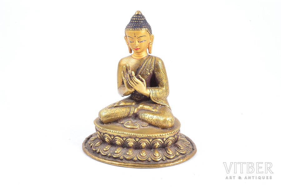figurine, Buddha, bronze, h 10.5 cm, weight 347.90 g.