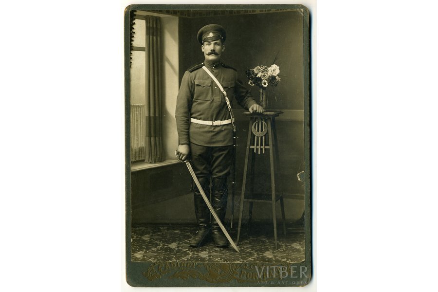 fotogrāfija, virsnieka portrets (uz kartona), Krievijas impērija, 20. gs. sākums, 14,4x10 cm