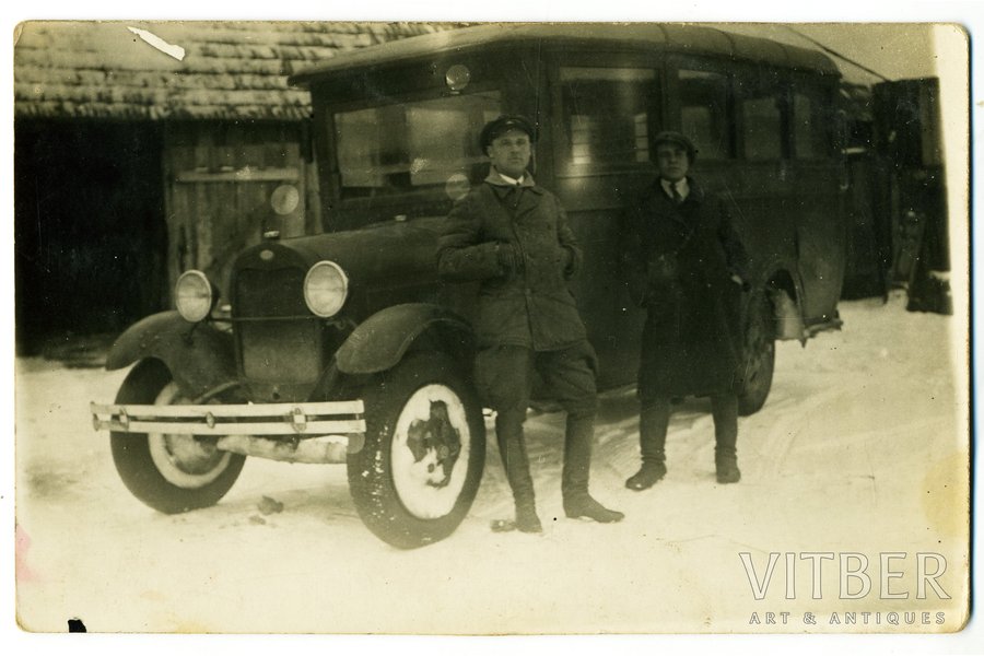 photography, a bus, Latvia, 20-30ties of 20th cent., 14x9 cm