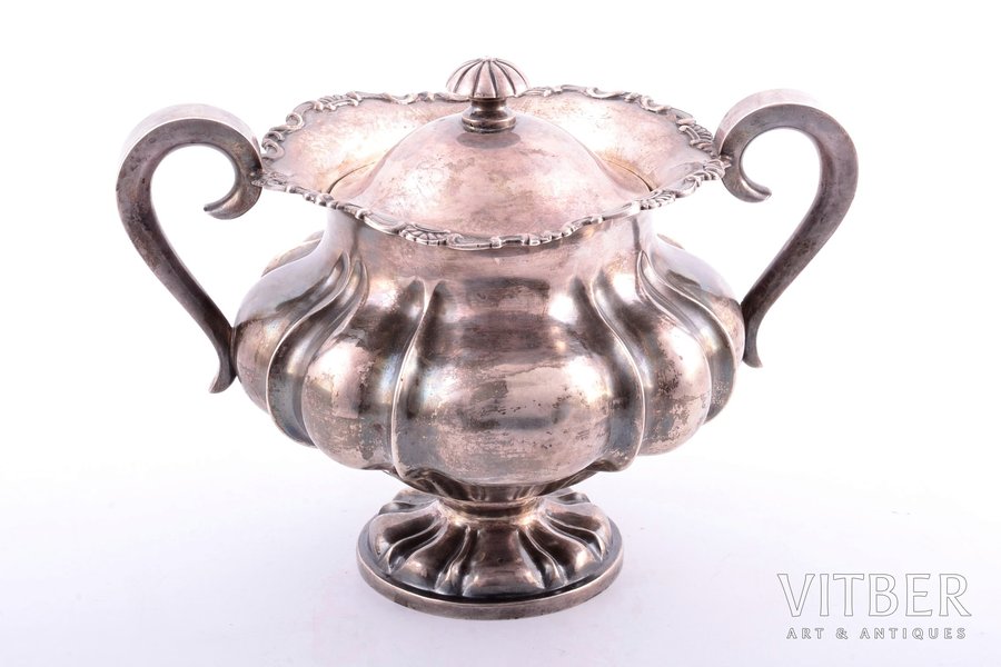 sugar-bowl, silver, 875 standard, 579.90 g, h 15 cm, by Arnolds Naika, the 20-30ties of 20th cent., Latvia
