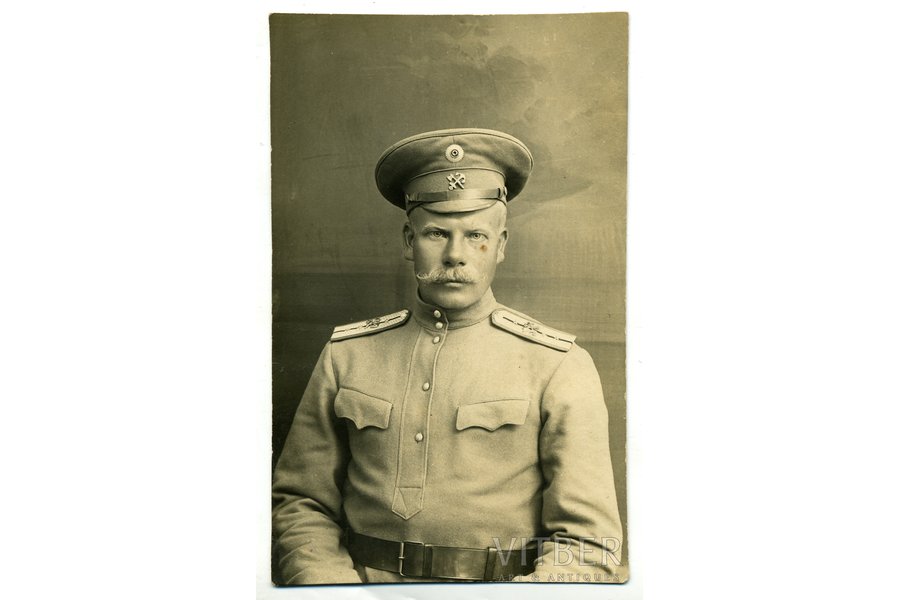 fotogrāfija, virsnieks, Krievijas impērija, 20. gs. sākums, 13,6x8,6 cm