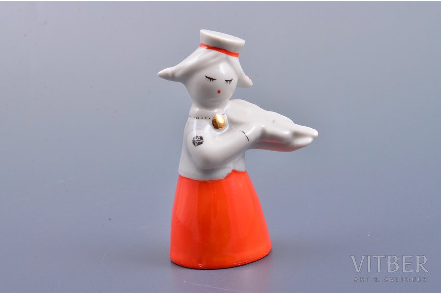 figurine, Girl from the band with a violin, porcelain, Riga (Latvia), USSR, Riga porcelain factory, molder - Levon Agadzanjan, the 60ies of 20th cent., 8.3 cm, first grade