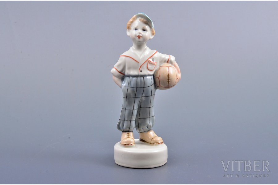 figurine, The young football player, porcelain, Riga (Latvia), USSR, Riga porcelain factory, molder - Zina Ulste, the 50ies of 20th cent., 12.7 cm, first grade