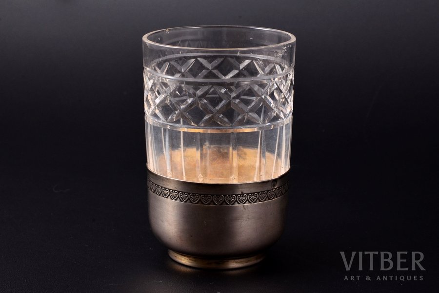 glāze, sudrabs, ar stiklu, 950 prove, sudraba svars 25.50, 9.1 cm, Francija
