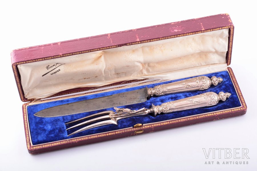 flatware set, silver, 2 items, 950 standard, total weight of items 275, metal, 33 / 28.6 cm, France, in a box