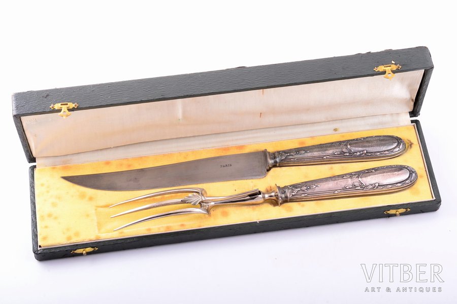 flatware set, silver, 2 items, 950 standard, total weight of items 219.20, metal, 31.7 / 27.8 cm, France, in a box