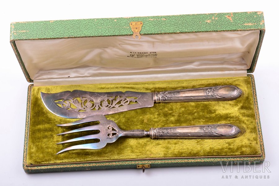 flatware set, silver, 2 items, 950 standard, total weight 296.95, metal, 30.4 / 27.2 cm, France, in a box