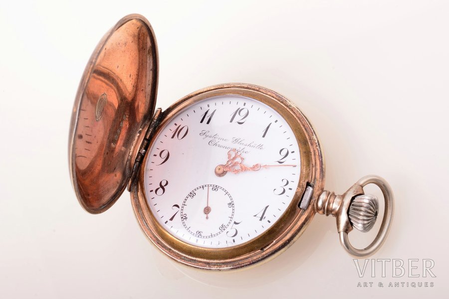 карманные часы, "Glashütte", Германия, металл, Ø 50 мм, работают испавно, трещины на циферблате