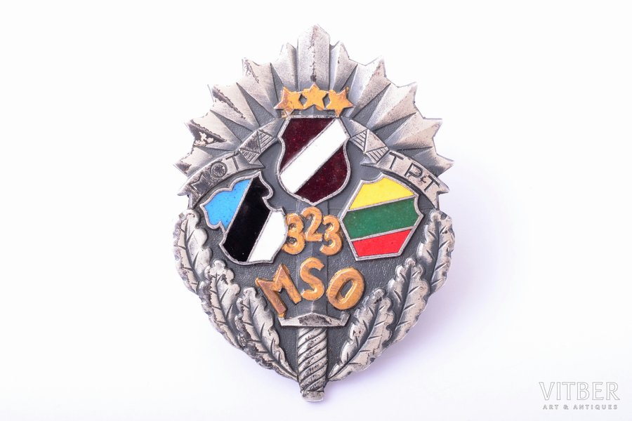 badge, MSO 323, Baltic Guard Service, British Army of the Rhine 323th Transport Unit, 40ies of 20 cent., 59.2 x 44.2 mm