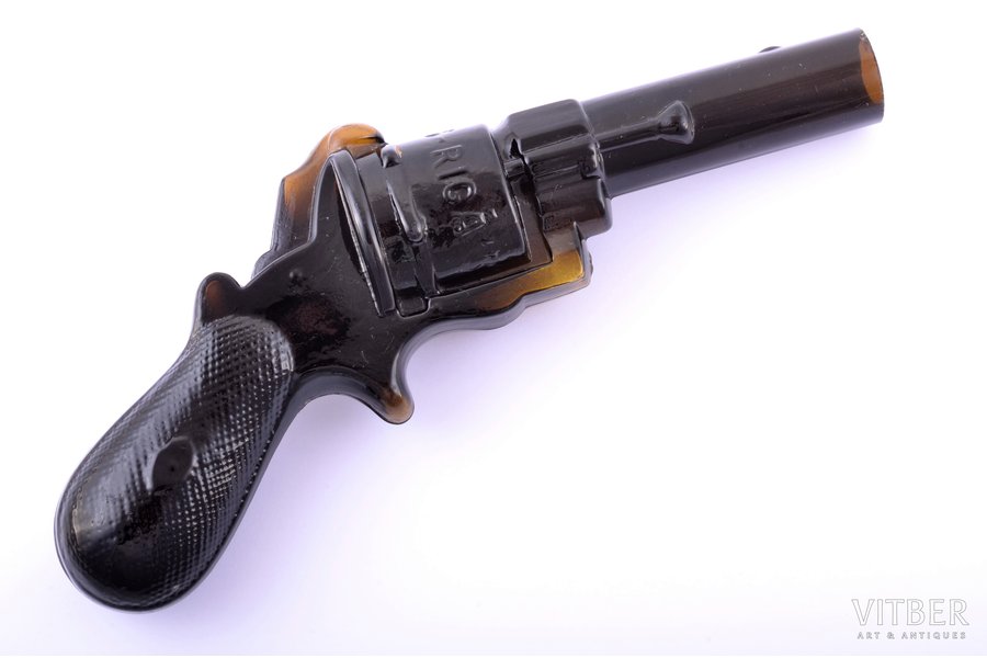бутылка, в форме пистолета, "Латв. стекло - в Риге", Латвия, 24.7 см
