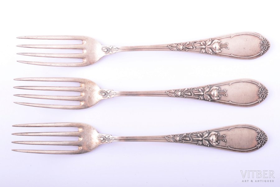 set of forks, silver, 3 pcs., 800 standard, 118.50 g, 17.3 cm
