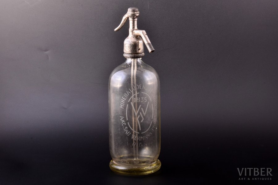 bottle, for mineral water, akc. sab. "Vērmaņa parks", Riga, Latvia, the 20ties of 20th cent., h 30 cm