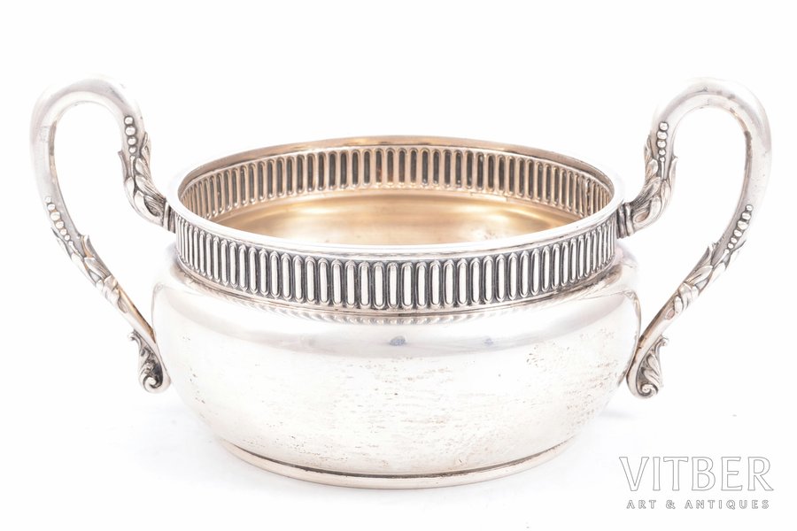 sugar-bowl, silver, 84 standard, 239 g, h 8.9, Ø 10.5 cm, by Pyotr Evstratovich Abrosimov, 1908-1917, Moscow, Russia