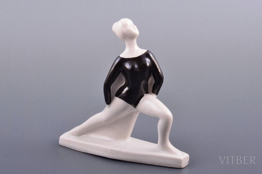 figurine, Gymnast, porcelain, Riga (Latvia), USSR, Riga porcelain factory, molder - Beatrice Karklina, the 60ies of 20th cent., h 11.4 cm, first grade