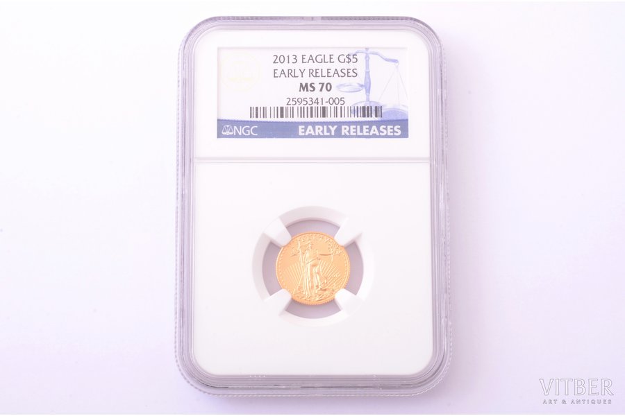 5 dollars, 2013, gold, USA, Ø 16.5 mm, MS 70