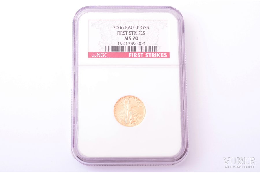 5 dollars, 2006, gold, USA, Ø 16.5 mm, MS 70