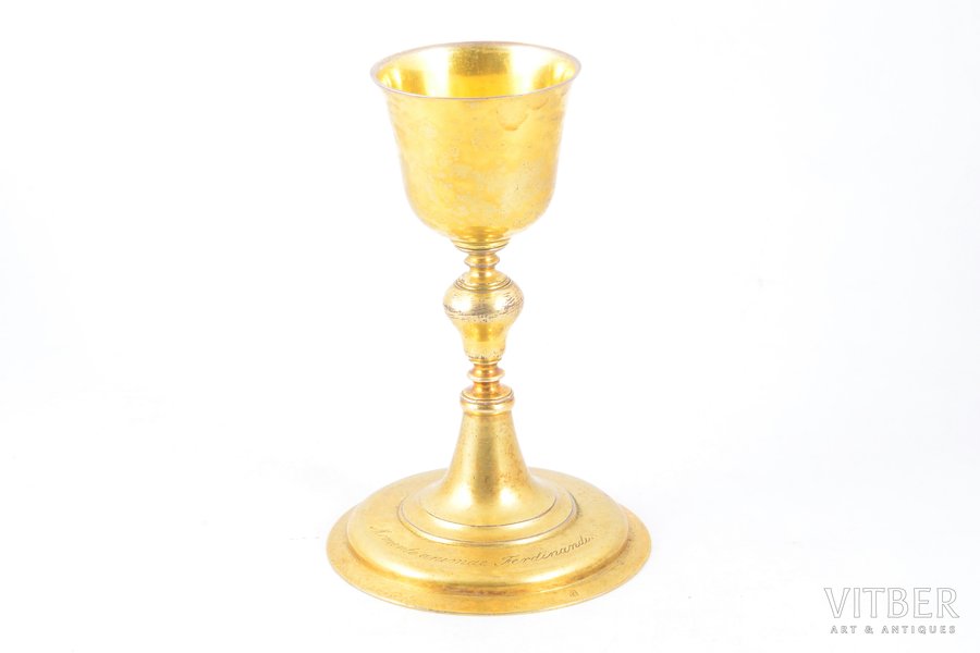 chalice, silver, 12 лот (750) standard, 332.70 g, gilding, 17.7 cm
