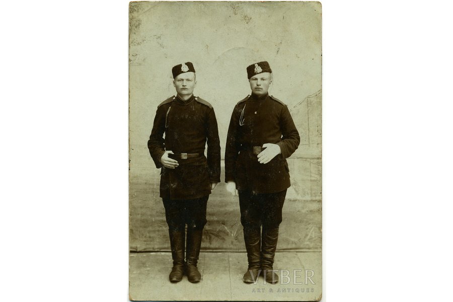 photography, soldiers portrait, Russia, beginning of 20th cent., 14x8,8 cm