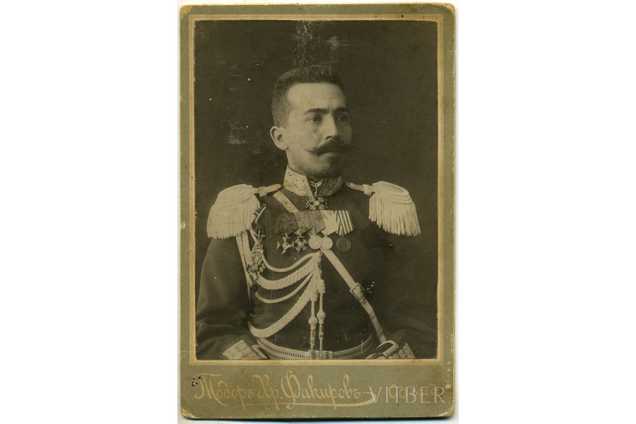 фотография, Генерал-майор Стаев Павел Степанович (на картоне), Российская империя, начало 20-го века, 13,6x9,4 см
