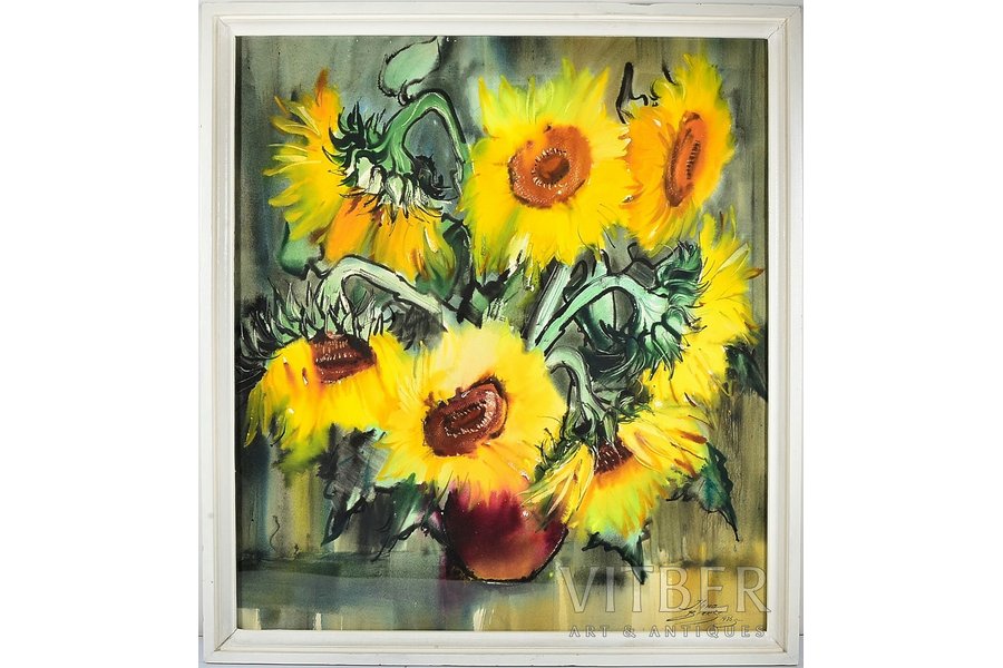Brekte Ilona (1952), "Sunflowers", 1986, paper, water colour, 80x73 cm