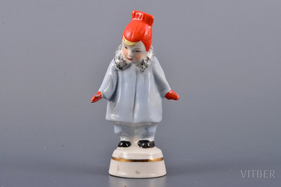 figurine, A girl wearing coat (Winter), porcelain, Riga (Latvia), USSR, Riga porcelain factory, molder - Rimma Pancehovskaya, the 60ies of 20th cent., 9.7 cm