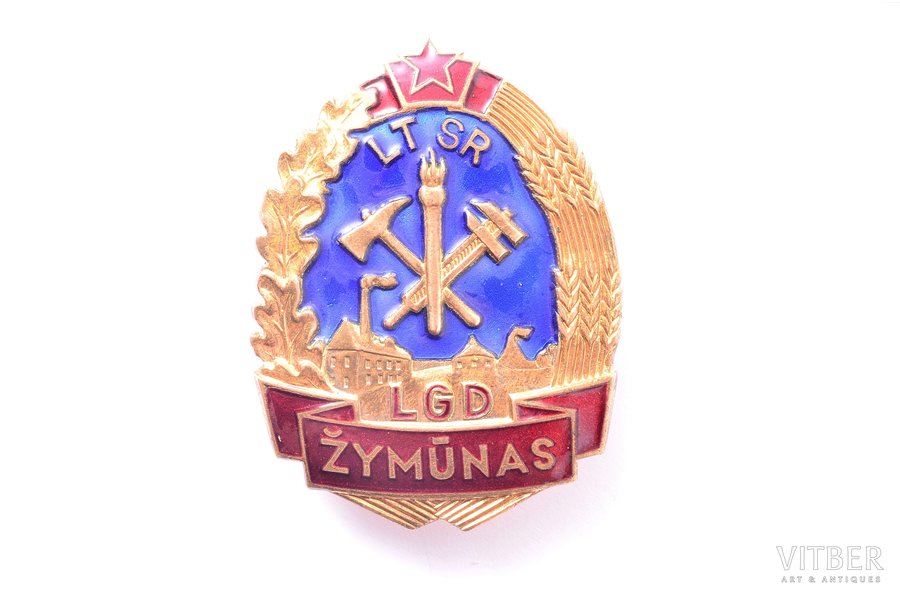 badge, Lithuanian Fire brigade, excellent worker, № 652, USSR, Lithuania, 41.8 x 31.3 mm