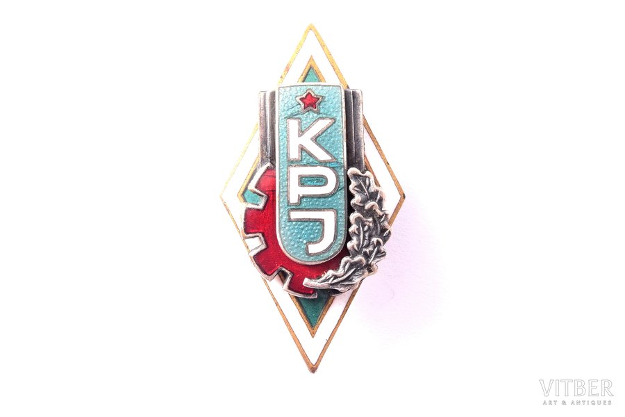 badge, Kaunas Polytechnic Institute, USSR, Lithuania, 36.3 x 19.2 mm