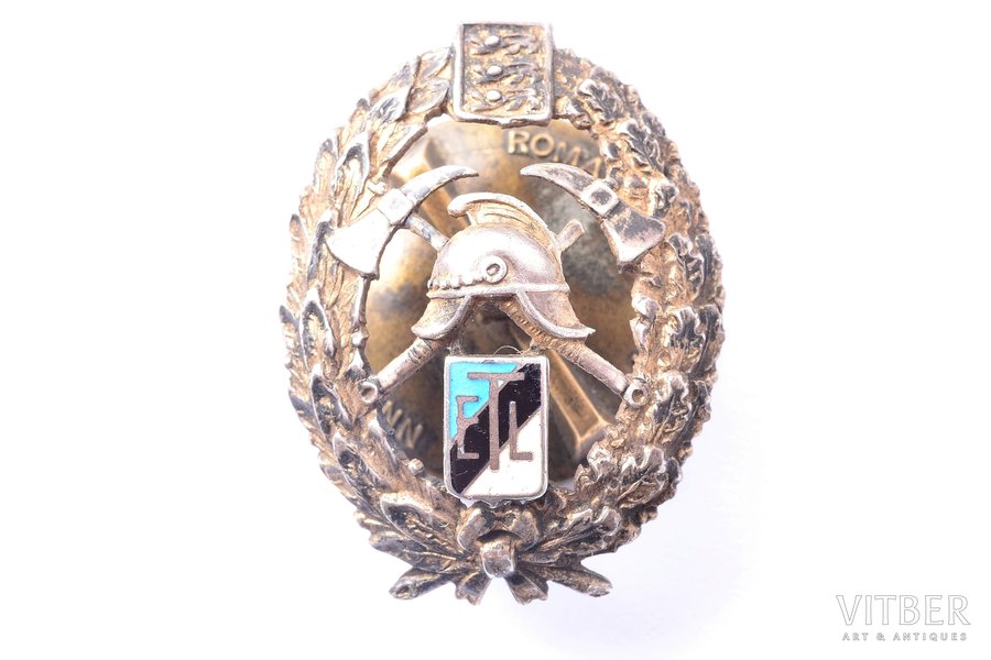 miniature badge, Fireman service (ETL), Estonia, 20-30ies of 20th cent., 27.5 x 20.9 mm