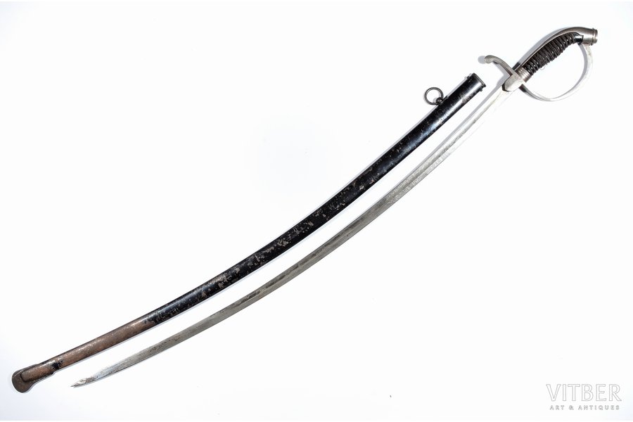 zobens, huzāru, Bavārijas armija, ar uzrakstu "in treue fest", asmens garums 80 cm, kopējais garums 94.5 cm, Vācija, 19. un 20. gadsimtu robeža
