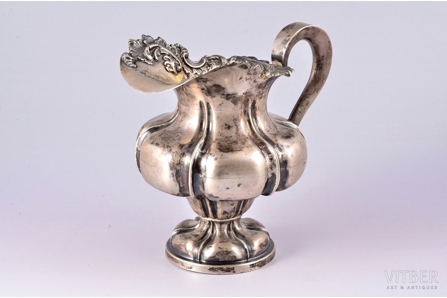 cream jug, silver, 875 standard, 309.05 g, h - 14.2 cm, by Hermann Bank, the 20-30ties of 20th cent., Riga, Latvia