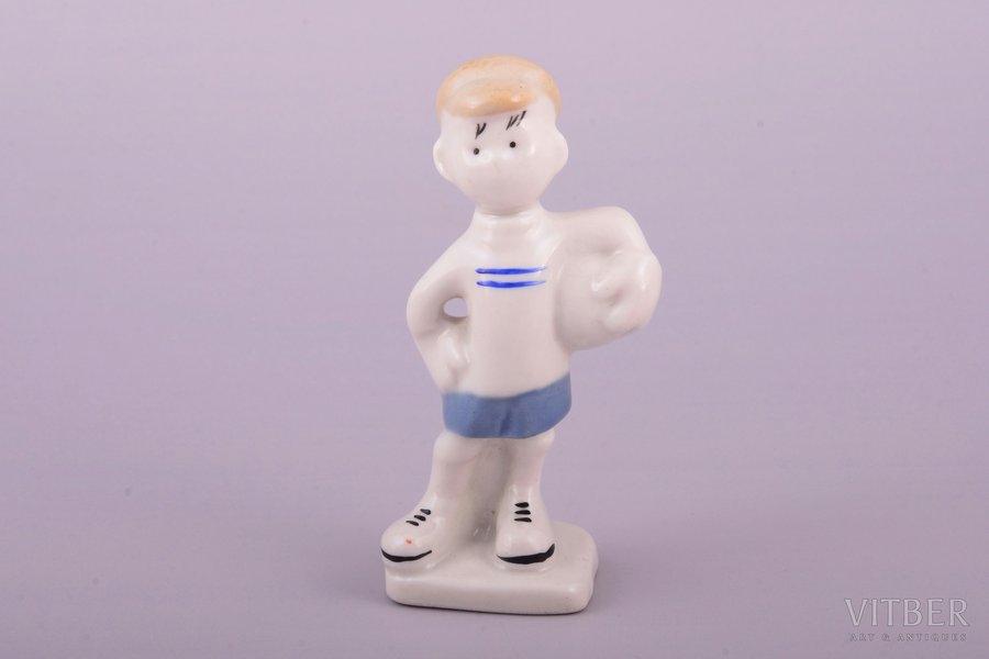 figurine, A Goalkeeper, porcelain, Riga (Latvia), USSR, Riga porcelain factory, the 50ies of 20th cent., 9.3 cm, first grade