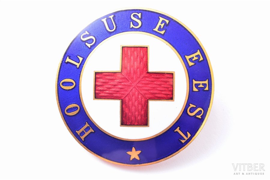 badge, Red Cross, Estonia, Ø - 25.9 mm