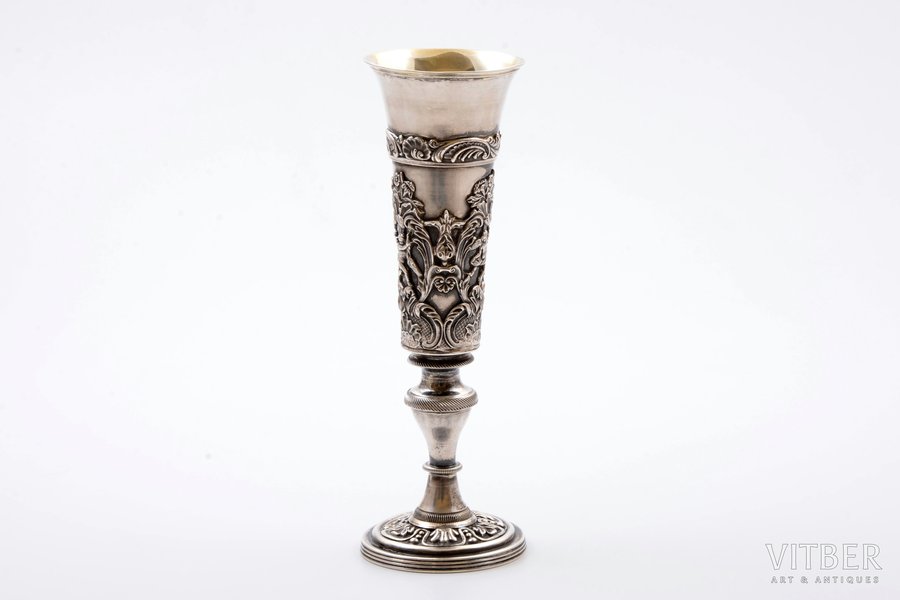wedding glass, silver, 84 standard, 113.60 g, gilding, h 15.9 cm, 1841?, Moscow, Russia, defect at the base