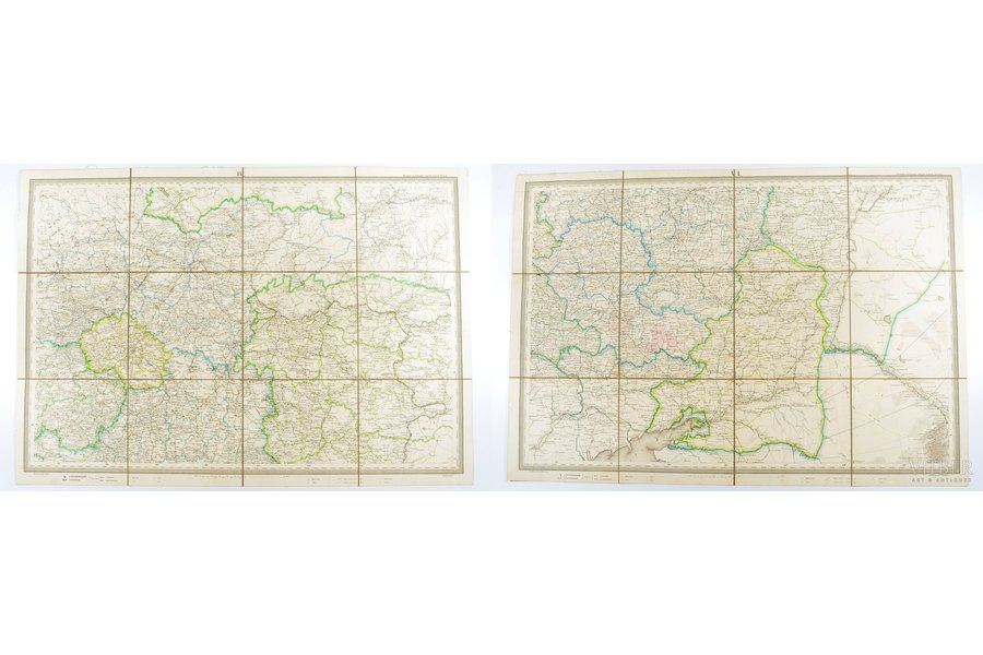 map, Military road map of the part of Russia and the border lands in scale 1: 1680000, sheets IV and V (map consisted of 8 numbered sheets), edited by Fedor Fedorovich Schubert, Russia, 1829, 51 x 72.5, 50.6 x 73 cm, in a box