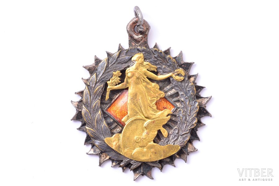 badge, bicycling, Latvia, 20ies of 20th cent., 39.7 x 34.6 mm