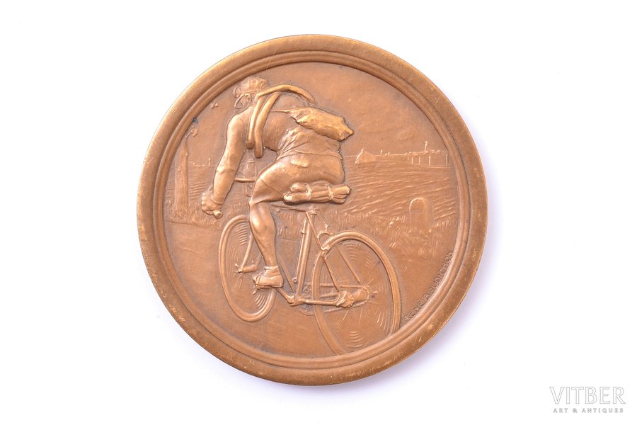 medal, automobile and bicyclist society, Peugeot (societe anonyme Peugeot Autombiles et Cycles, Peugeot), Rene Baudichon, bronze, France, beginning of 20th cent., Ø - 50.1 mm, 50.40 g