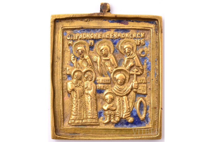 ikona, Svētie mocekļi Kiriks un Iulita, vara sakausējuma, 1-krāsu emalja, Krievijas impērija, 19. un 20. gadsimtu robeža, 5.9 x 4.8 x 0.4 cm, 56.60 g.