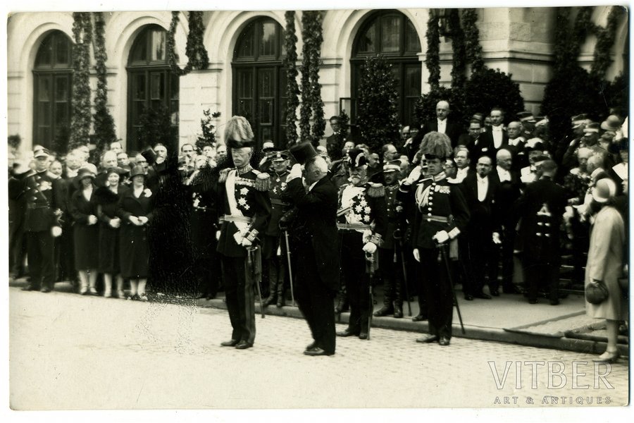 фотография, Рига, визит короля  Швеции Густава V, Латвия, 1929 г., 13,8x8,8 см