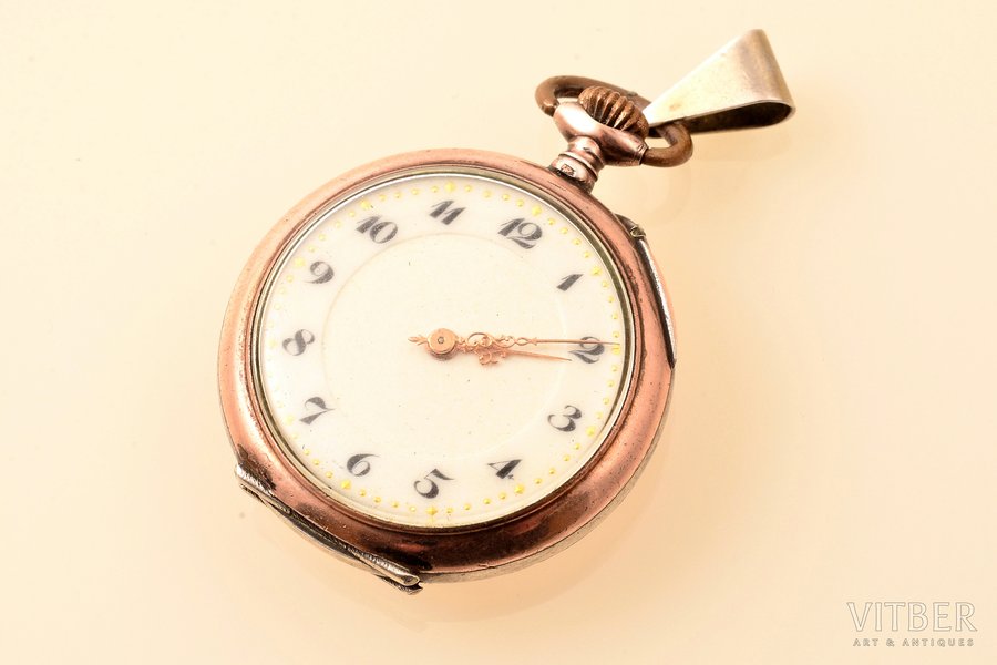 часы-кулон, "Remontoir", Швейцария, серебро, металл, 800 проба, (общий вес) 23.55 г, 4.3 x 3.6 см, Ø 26 мм, в рабочем состоянии