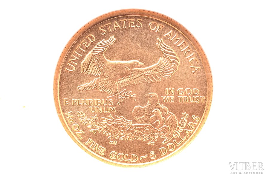 5 долларов, 2005 г., золото, США, MS 70