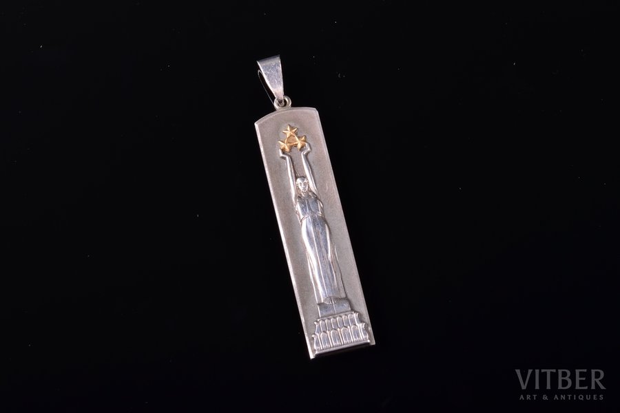a pendant, "Freedom Monument", silver, 830 standard, 5.60 g., the item's dimensions 5.2 x 1.1 cm