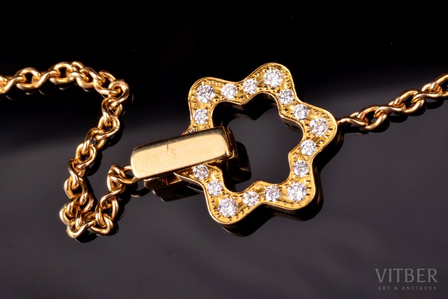 ожерелье, Montblanc, золото, 750 проба, 9.40 г., алмаз, длина ожерелья 42 см