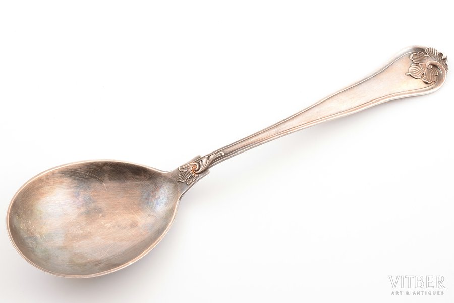big spoon, silver, 826 standart, 1950, 104.30 g, Carl M. Cohr, Denmark, 25.4 cm