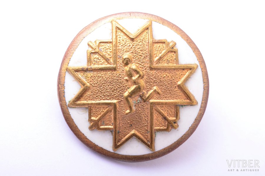 badge, Aizsargi, running competition, Latvia, 20-30ies of 20th cent., Ø 20.1 mm